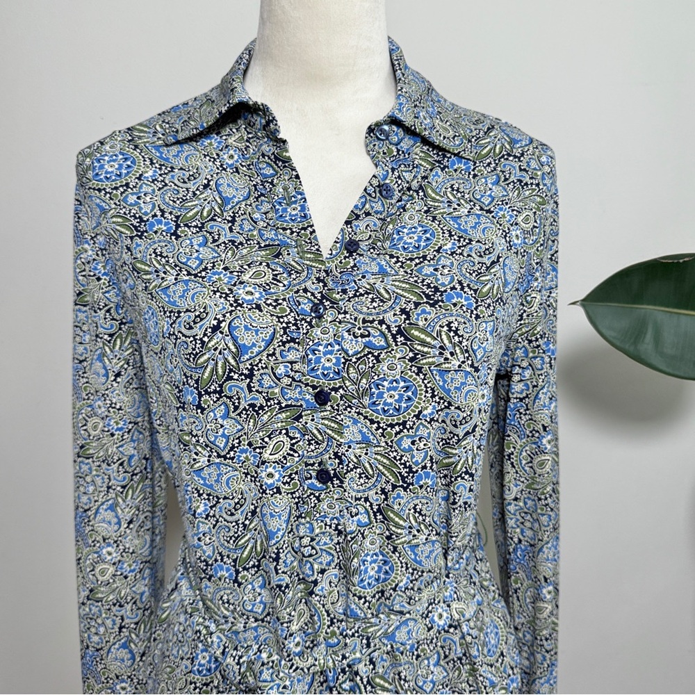 Brooks Brothers long sleeve paisley stretchy tie belt dress - Picture 3 of 9